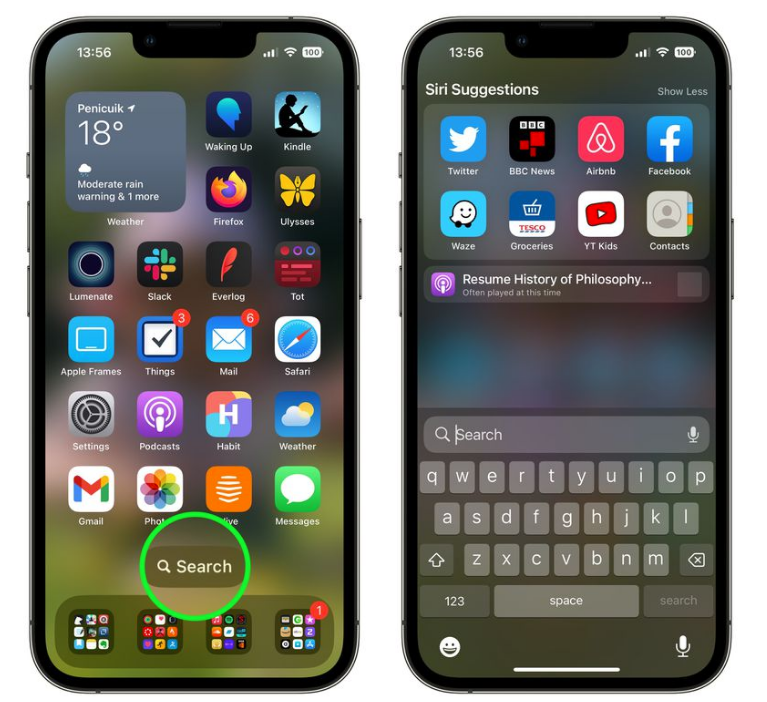 安徽苹果手机维修分享升级到 iOS 16 后，如何删除主屏幕上的搜索按钮 